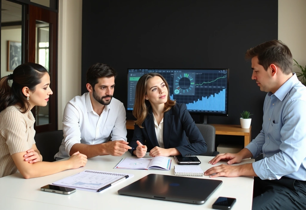 Týmová práce a spolupráce, lidé u stolu s digitálními grafy