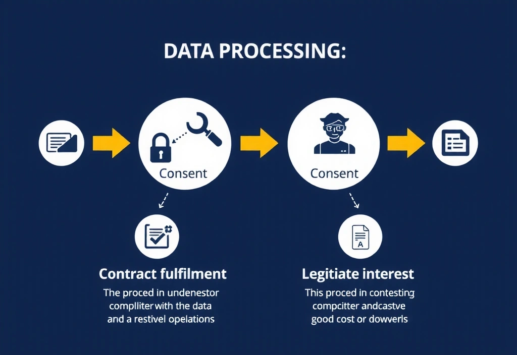 Diagram znázorňující proces zpracování dat a právní základy