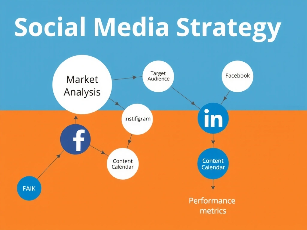 Graf strategického plánování sociálních médií s ikonami platforem