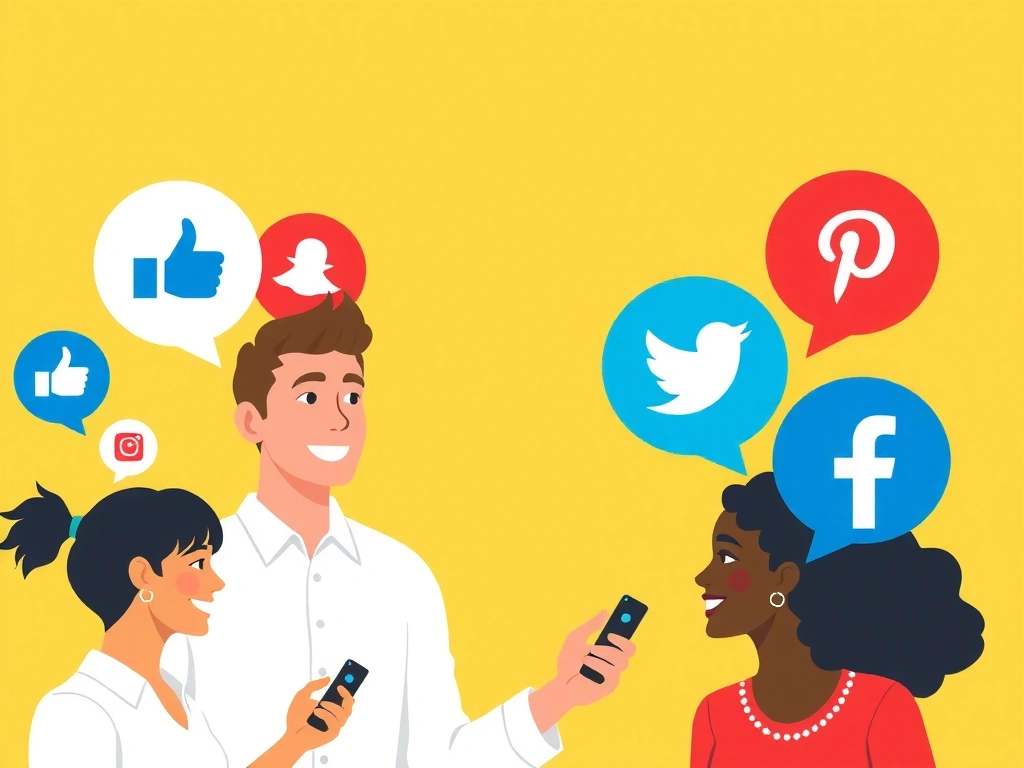 Lidé komunikující na sociálních sítích, symbolizující správu komunity