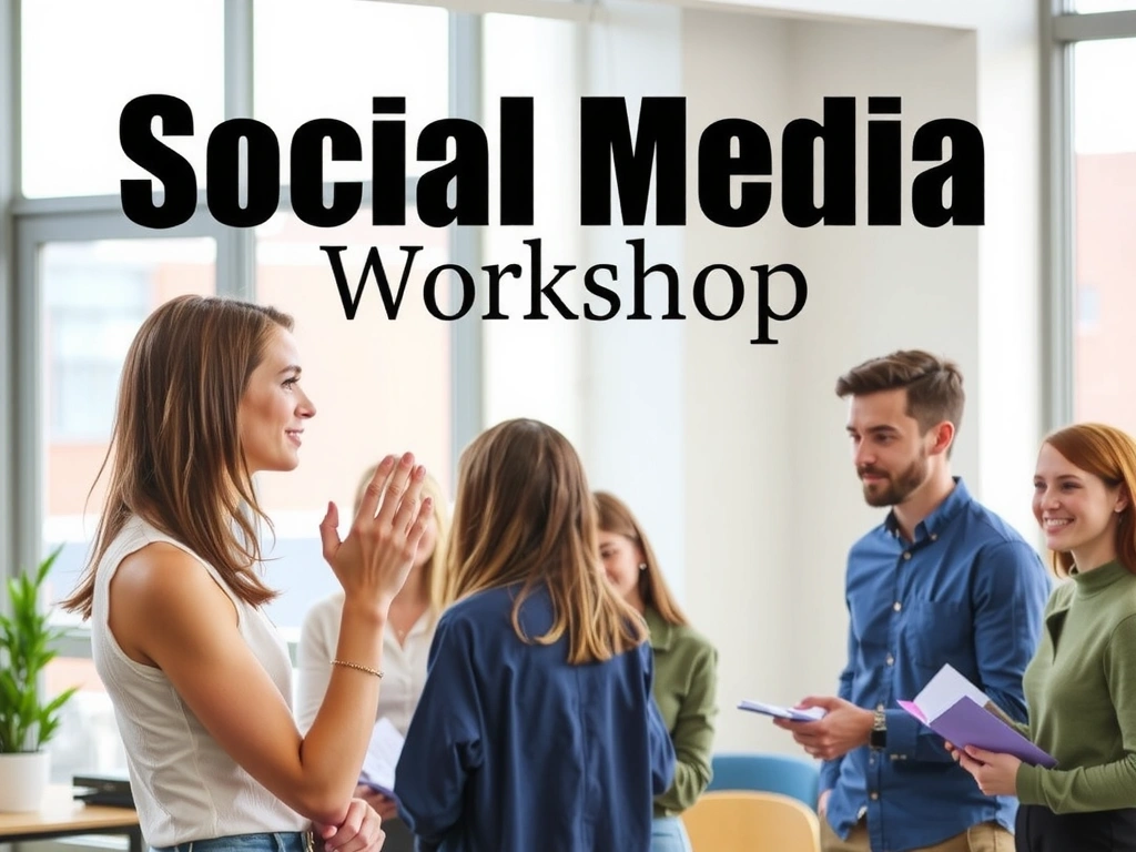 Skupina lidí na workshopu o sociálních médiích s lektorem